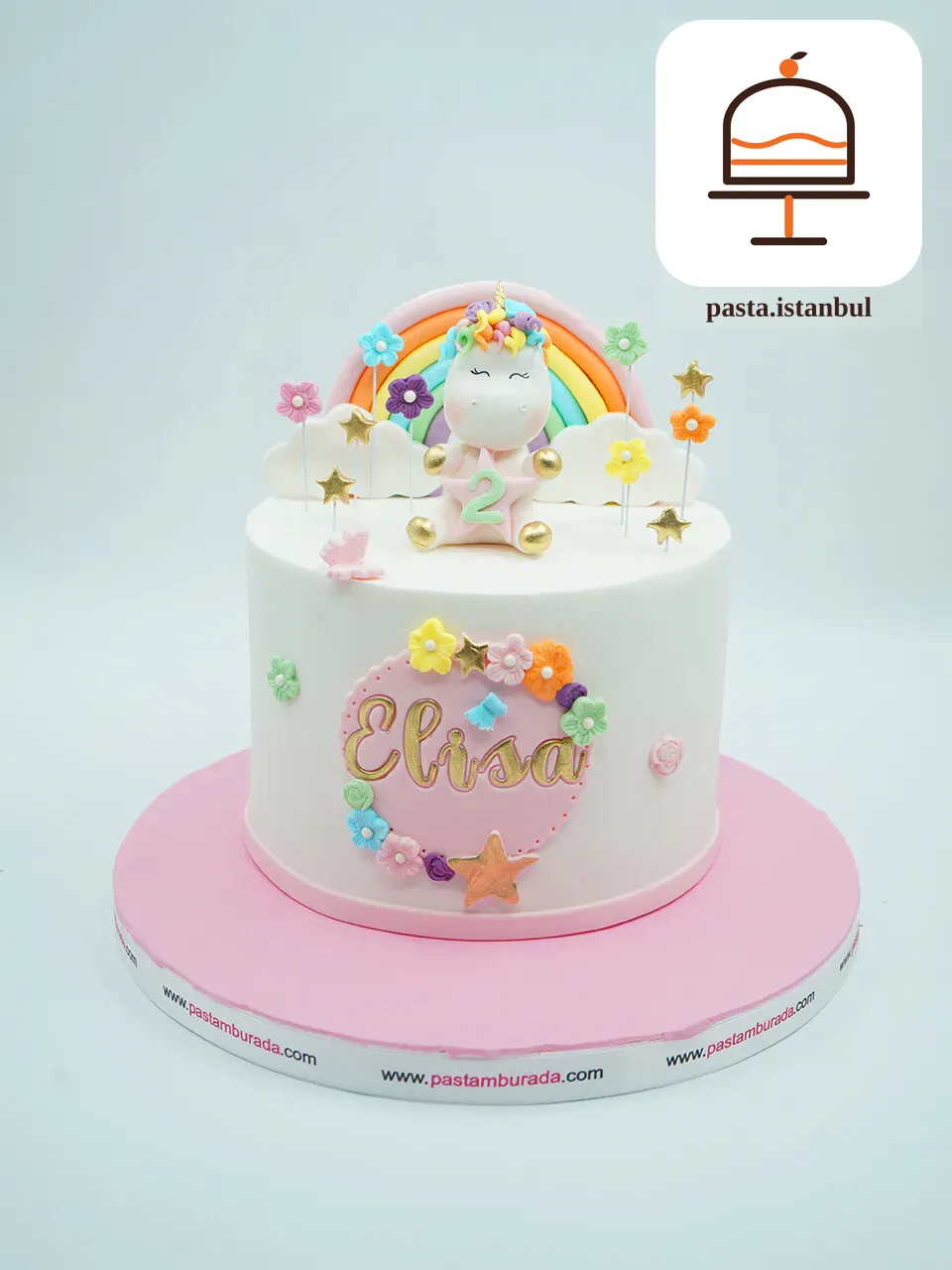 Gökkuşağı Ve Unicorn Tasarım Pasta