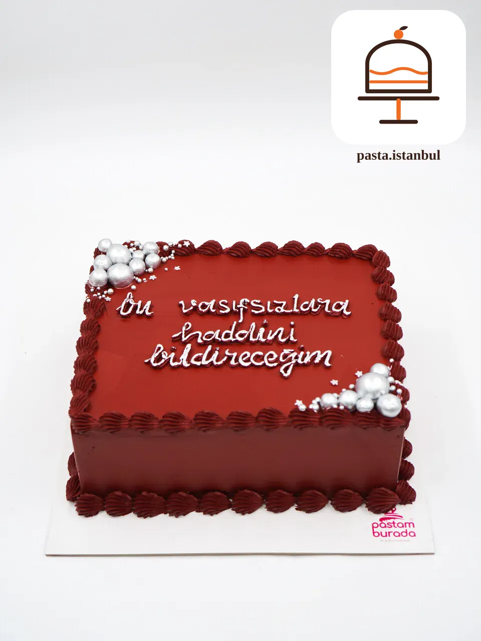 Bordo Renk Kare Naked Cake