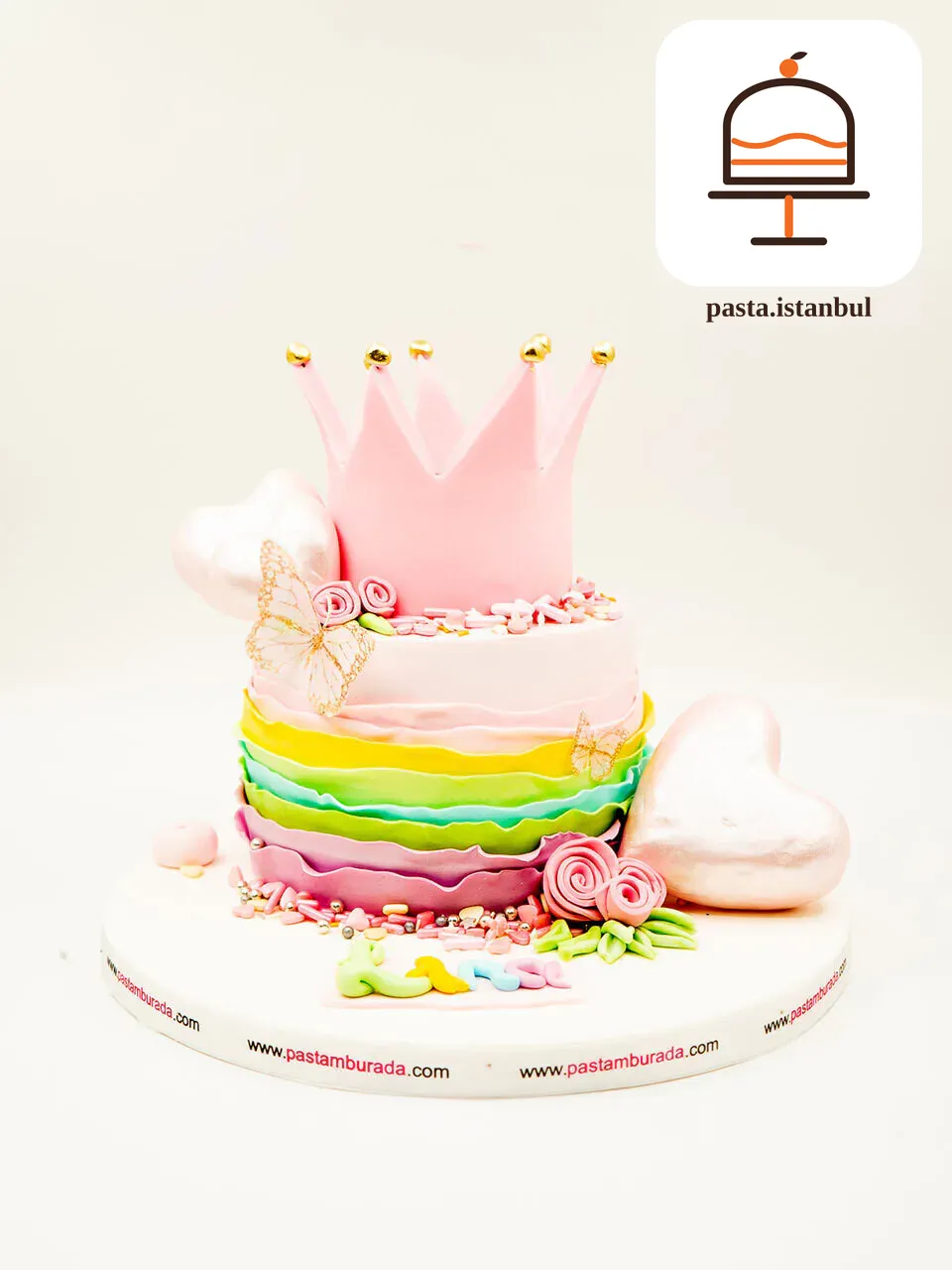 Pembe Taçlı Butik Pasta