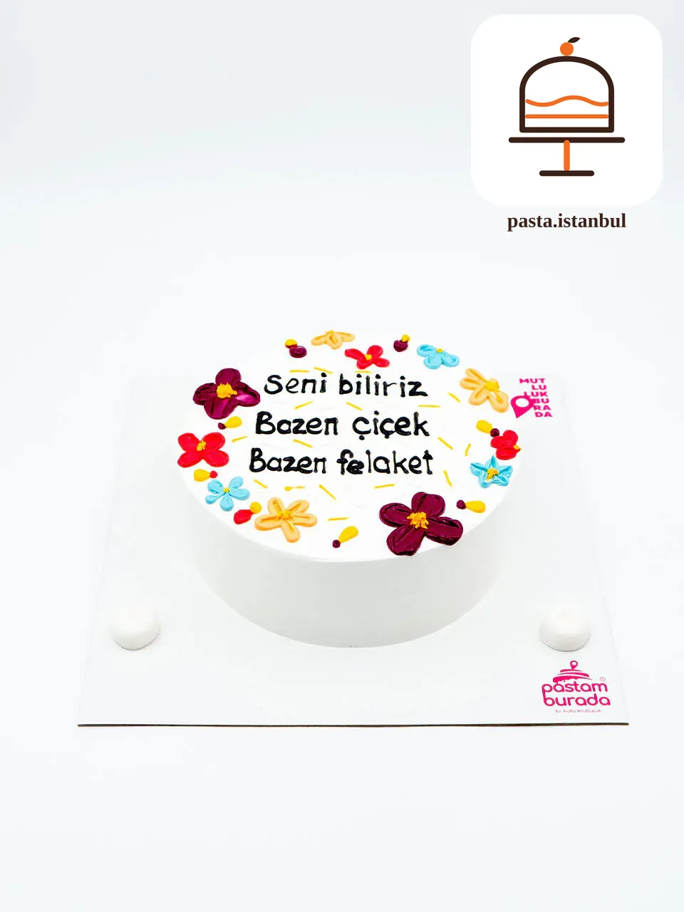 Çiçek Süslemeli Sıvama Pasta