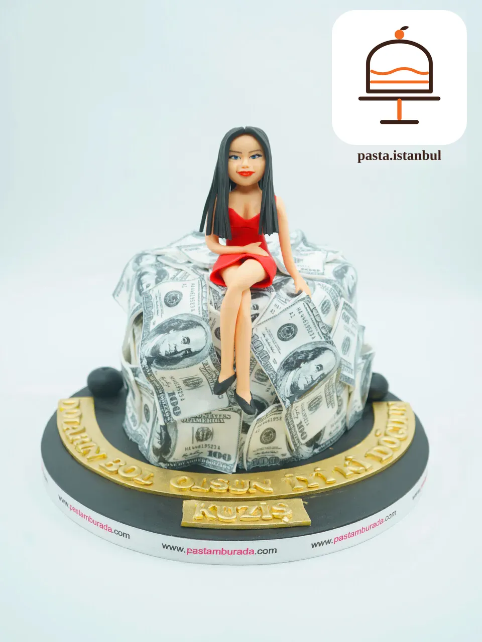 Dolarlar Ve Kadın Figür Tasarım Pasta