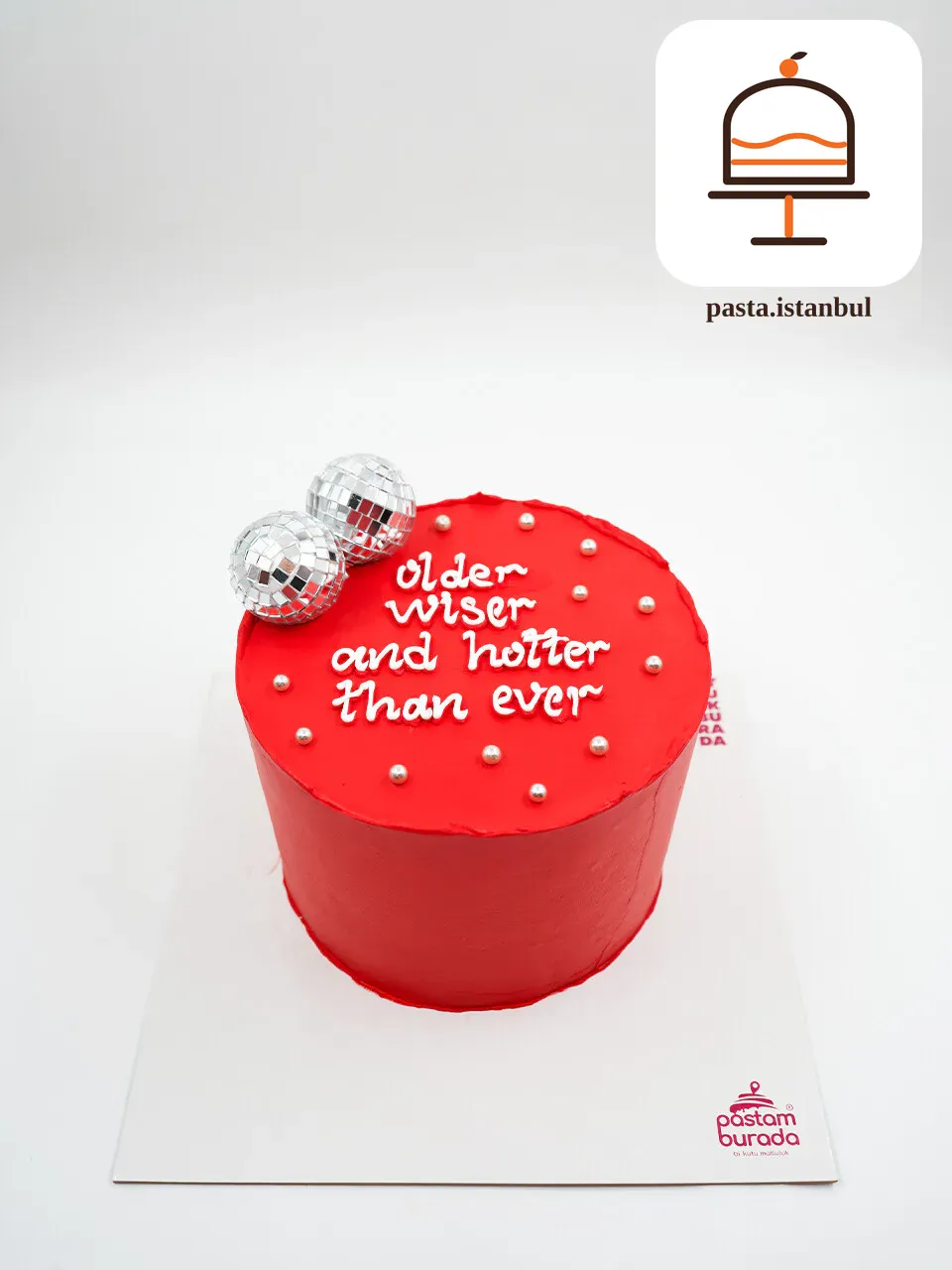 Disko Topu Detay Kırmızı Naked Cake