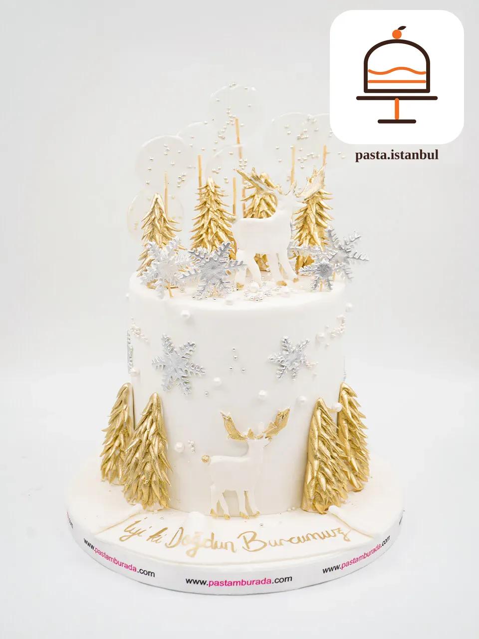 Geyik Ve Gold Detay Tasarım Pasta