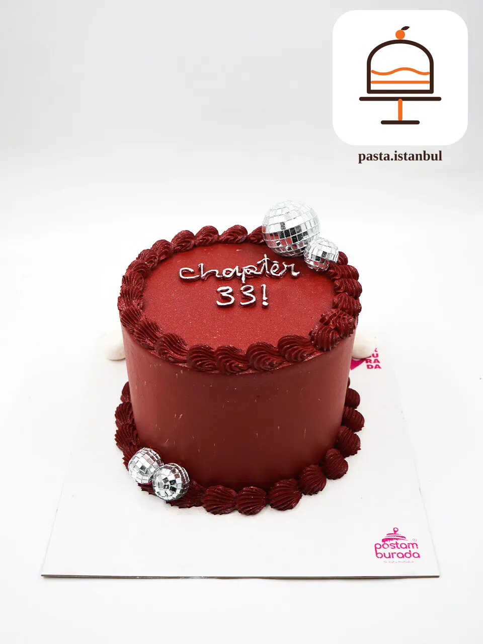 Disko Topu Detay Bordo Naked Cake