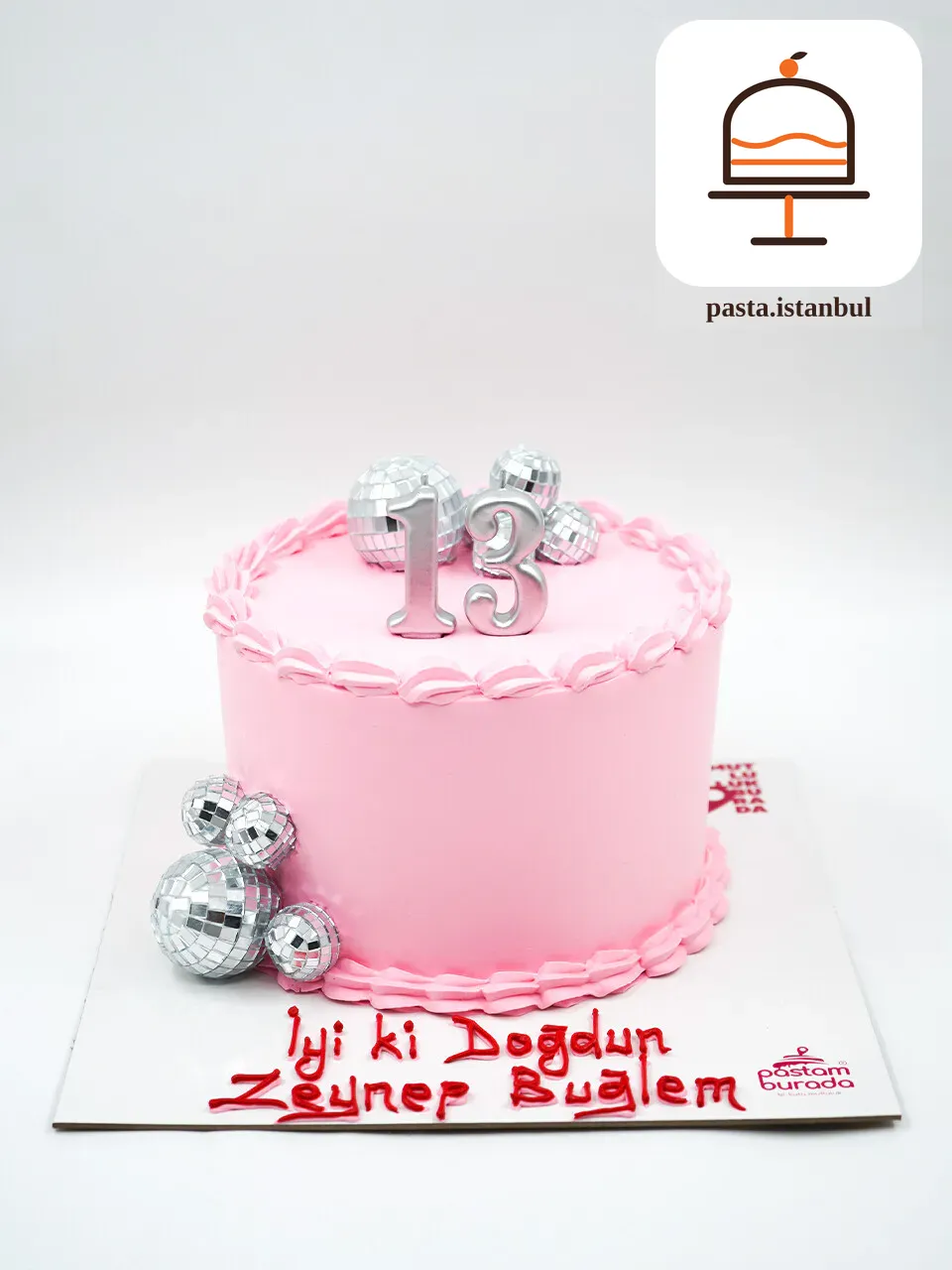 Disko Topu Detay Pembe Naked Cake
