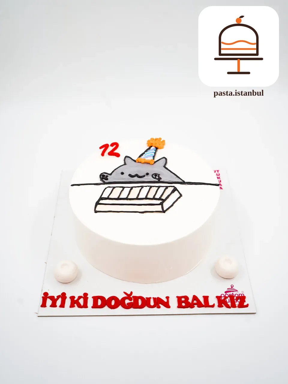 Kedi Çizim Detay Naked Cake