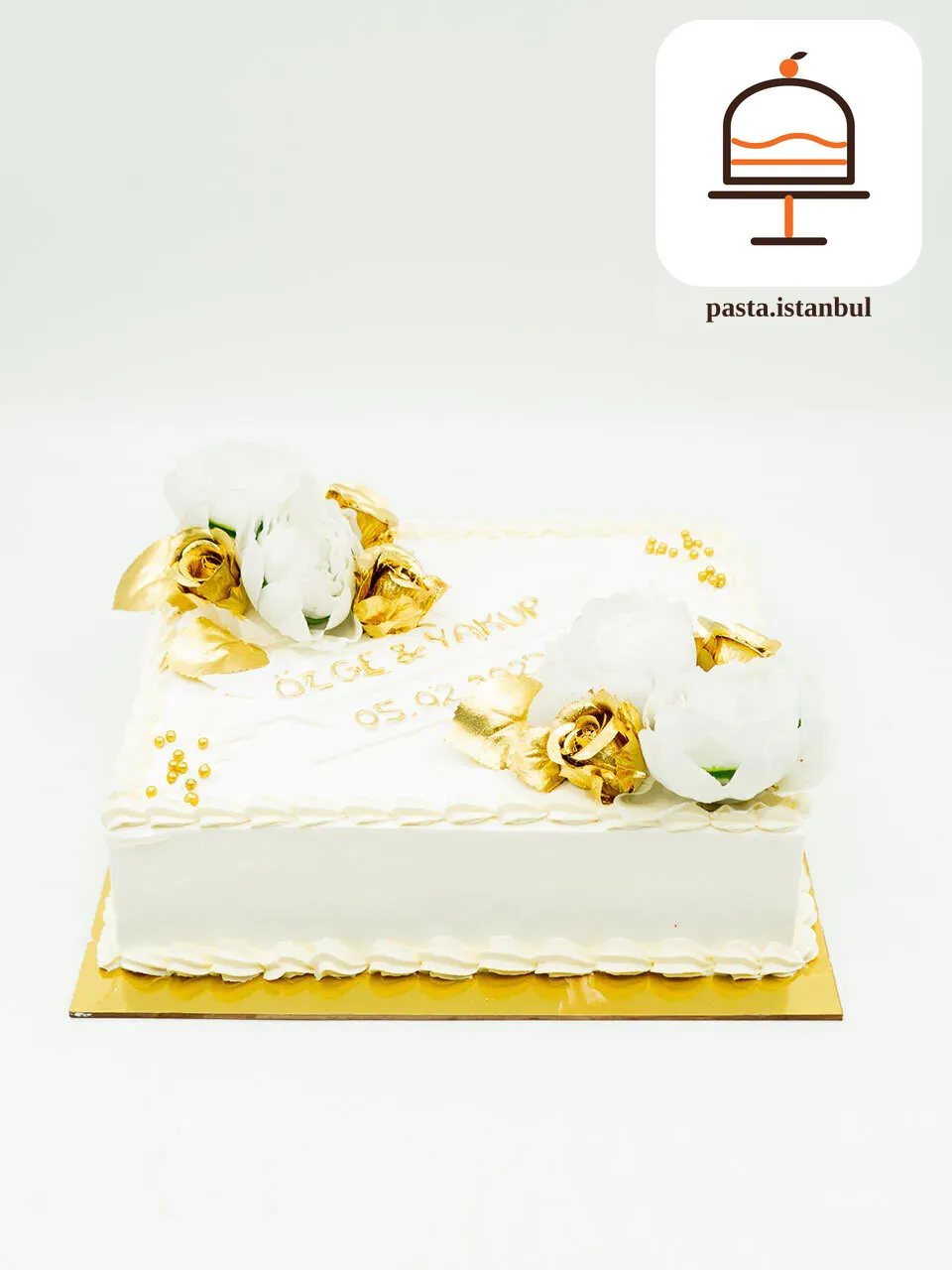 Gold Gül Detaylı Pasta