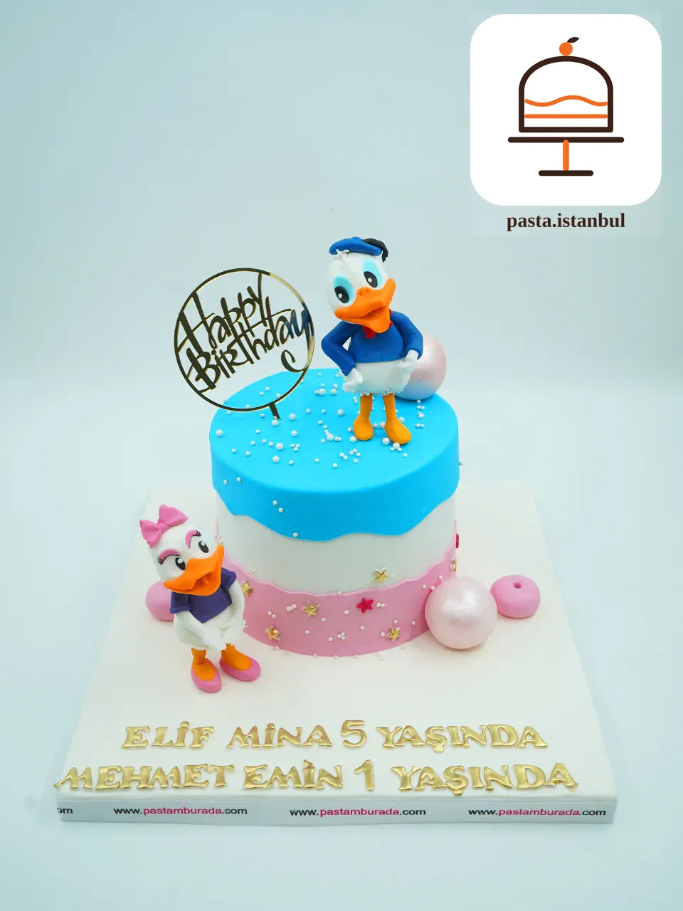Donald Duck Ve Daisy Duck Tasarım Pasta