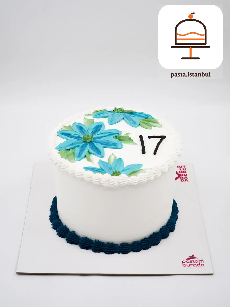 Mavi Çiçek Detay Naked Cake
