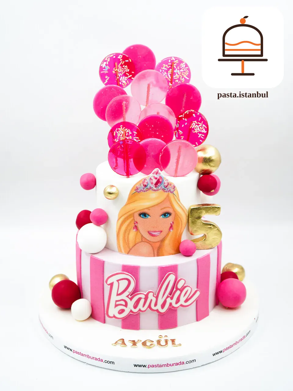 Çizgi Film Karakterli Pembe Tasarım Pasta