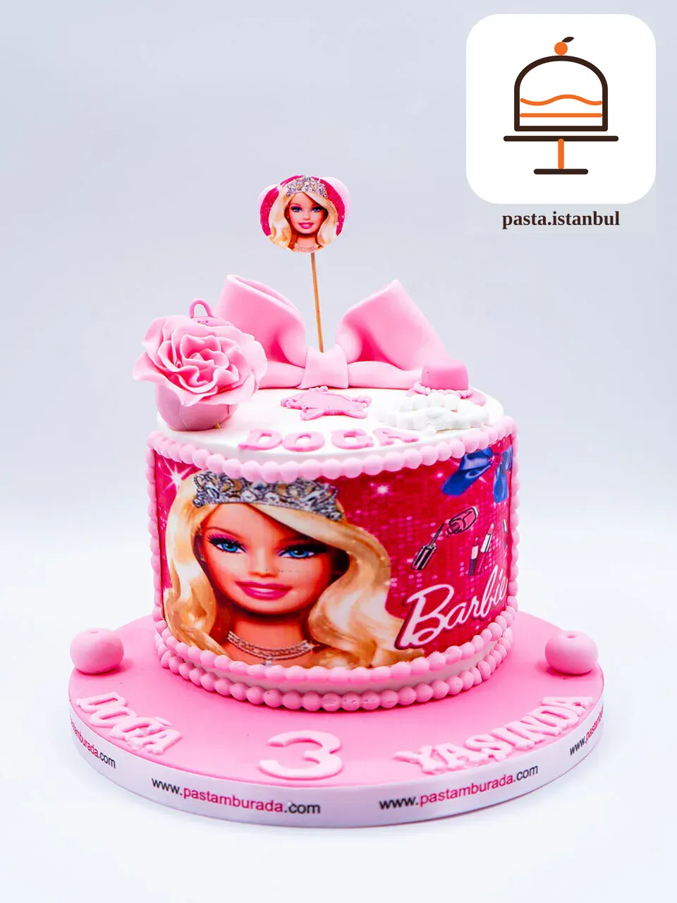 Pembe Konseptli Resim Baskılı Pasta