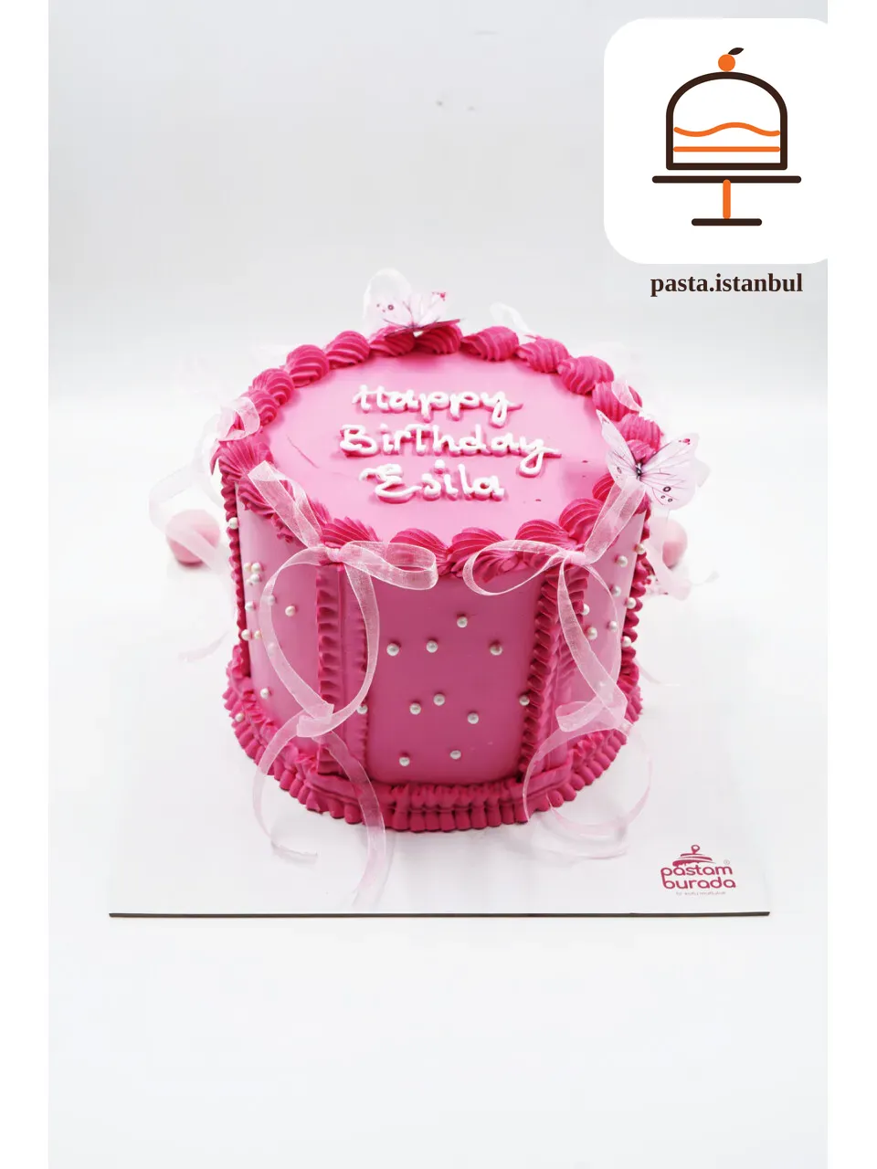 Pembe Kurdele Detay Pasta